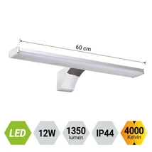 Aplica de perete pentru baie Prezent ASTA metal, plastic, crom, alb, LED, 4000K, 12W, 1350lm, IP44 - 70224