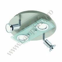 Plafoniera Eglo PAWEDO 1, dulie GU10-LED, contine becul, IP20, baza din otel nichel satinat-crom, abajur sticla alb-transparent | Eglo-32001