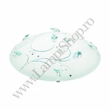 Plafoniera Eglo SORRENTA 1, LED integrat inclus, IP20, baza din otel alb, abajur sticla cu cristal alb-transparent | Eglo-95689