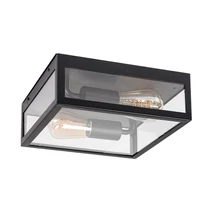 Plafoniera exterioara Rabalux Zaton metal, sticla, negru, transparent, E27, IP23 - 7070