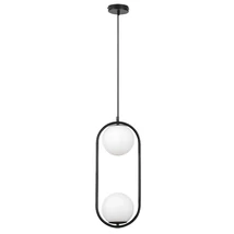 Pendul Rabalux GHITA metal, sticla, negru, alb, E27 - 72029