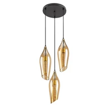 Pendul Rabalux BELLINI metal, sticla, negru, chihlimbar, E27 - 72203