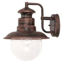 Aplica exterior Rabalux ODESSA E27 metal maro antic cu abajur plastic transparentstil vintage IP44 - 8163