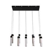 Pendul Searchlight MOONBEAM metal, marmura, negru, alb, LED, 46W, 3000K, 5345 Lm - 10879-10BK
