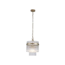 Pendul Searchlight Lara metal, sticla, auriu, transparent, E27, 60W - 11200-1GO