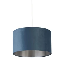 Abajur Searchlight DRUM metal, catifea, albastru verzui, E14, E27 - 21035TE