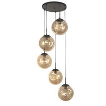 Pendul Searchlight PUNCH metal, sticla, negru, sampanie, E27 - 22123-5BK