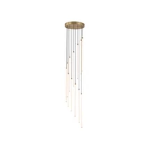 Pendul Searchlight Flare metal, sticla, alama, opal, LED, 61W, 5098lm, 2700K-6500K - 22712SB