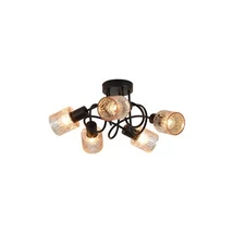 Plafoniera Searchlight Knot metal, sticla, negru, chihlimbar, E14, 40W - 23605-5BK