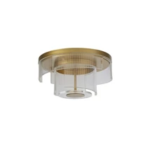 Plafoniera Searchlight DECO metal, acril, auriu, transparent, LED, 32W, 3000K, 1046 Lm - 25051-400GO