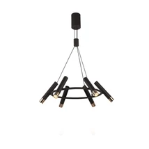 Pendul Searchlight CYLINDER metal, negru, auriu, LED, 3000K, 20W, 1426lm - 31651-6BK