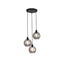 Pendul Searchlight Radiance metal, sticla, negru, fumuriu, E27, 60W - 44520-3SM