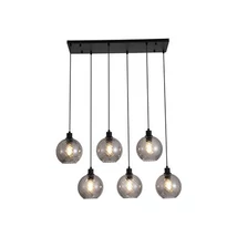Pendul Searchlight Radiance metal, sticla, negru, fumuriu, E27, 60W - 44520-6SM