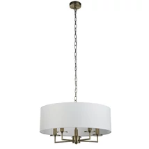 Pendul Searchlight KNIGHTSBRIDGE metal, tesatura, alama, alb, E14 - 4785-5AB