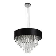 Pendul Searchlight GLAMOUR metal, catifea, cristal, crom, negru, G9 - 50818-5BK