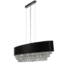 Pendul Searchlight GLAMOUR metal, catifea, cristal, crom, negru, G9 - 50818-8BK