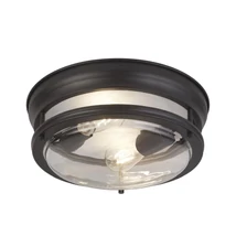 Plafoniera pentru baie Searchlight GLASGOW metal, sticla, negru, transparent, E27, IP44 - 5182BK
