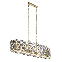 Pendul Searchlight IRIS metal, cristal, negru, alama, E14 - 59811-6BSB