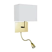 Aplica de perete Searchlight HOTEL metal, textil, alama, alb, LED + E27, 3000K, 108 Lm - 6519SB