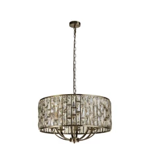 Pendul Searchlight BIJOU metal, sticla, alama, sampanie, E14 - 6588-8AB