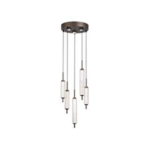 Pendul Searchlight Cattail metal, sticla, maro, transparent, LED, 24W, 1984lm, 3000K - 76210-5CL