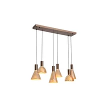 Pendul Searchlight Cannes metal, sticla, maro, chihlimbar, LED, 41W, 1802lm, 3000K - 77410-6AM