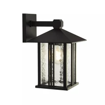 Aplica de perete exterior Searchlight Venice metal, sticla, negru, transparent, E27, 60W, IP44 - 7926BK