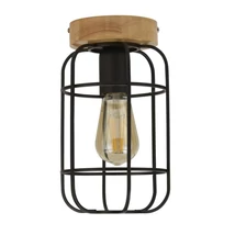 Plafoniera Searchlight VISION metal, lemn, negru, maro, E27 - 81952-1BK
