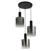 Pendul Searchlight SWEDEN metal, sticla, negru, fumuriu, E27 - 88910-3BK
