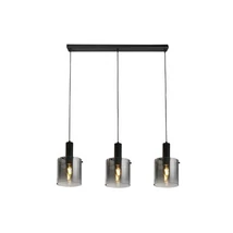 Pendul Searchlight Sweden metal, sticla, negru, fumuriu, E27, 60W - 88912-3BK