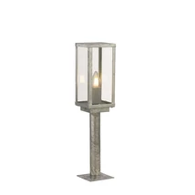 Lampadar exterior Searchlight BOX II metal, sticla, argintiu, transparent, E27, IP44 - 90151-500SI