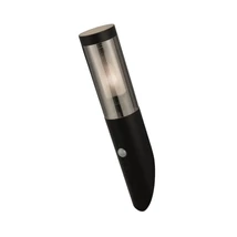 Aplica de perete exterioara cu senzor de miscare Searchlight BATTON metal, plastic, negru, fumuriu, E27, IP44 - 93901BK-PIR