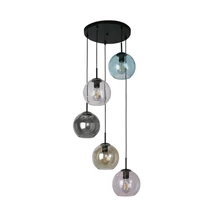 Pendul Searchlight MARDI GRAS II metal, sticla, negru, multicolor, E27 - 94005-5BK