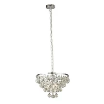 Pendul Searchlight Michelle metal, sticla, crom, transparent, E27, 60W - 9634-4CC