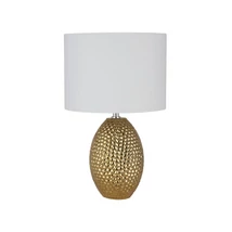 Veioza Searchlight NADINE ceramica, tesatura, auriu, crem, E27 - EU1034-1GO