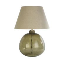 Veioza Searchlight ZENITH metal, sticla, textil, verde, natur, E27 - EU44651GR