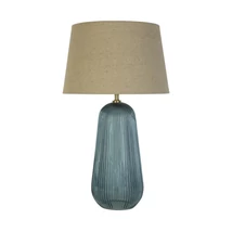 Veioza Searchlight CAMEO metal, sticla, textil, albastru, natur, E27 - EU44652AZ
