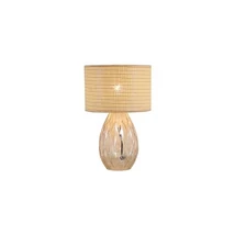 Veioza Searchlight Diane sticla, rattan, sampanie, maro, E27, 40W - EU54636CP