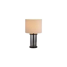 Veioza Searchlight Swizzle metal, sticla, textil, negru, fumuriu, alb, E27, 40W - EU55623SM