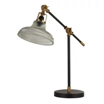 Veioza Searchlight BERWICK metal, sticla, negru, alama, transparent, E14 - EU60020BK