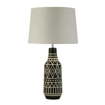 Veioza Searchlight BOURNE ceramica, tesatura, negru, alb, E27 - EU60059BK