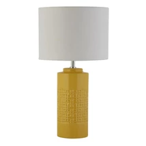 Veioza Searchlight CHARLESTON ceramica, tesatura, galben, alb, E27 - EU60062OC