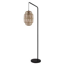 Lampadar Searchlight JAVA metal, bambus, negru, E27 - EU60096BK