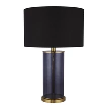 Veioza Searchlight LIBERTY metal, sticla, tesatura, alama, albastru, negru, E27 - EU60715BL