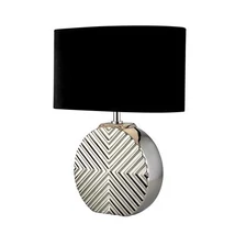 Veioza Searchlight Regent ceramic, textil, crom, negru, E14, 10W - EU60804CC