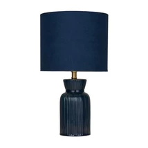 Veioza Searchlight Tia ceramic, textil, albastru, E14, 60W - EU62922BL