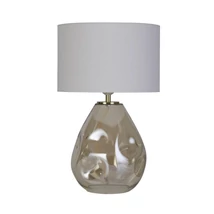 Veioza Searchlight DEVON metal, sticla, textil, sampanie, crem, E27 - EU65420CP