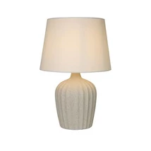Veioza Searchlight Padstow ceramic, textil, krém, alb, E27, 60W - EU66037CR