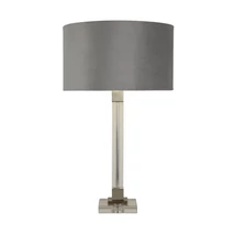 Veioza Searchlight SCARBOROUGH metal, cristal, catifea, nichel, transparent, gri, E27 - EU67521GY