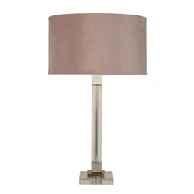 Veioza Searchlight SCARBOROUGH metal, cristal, catifea, nichel, transparent, roz, E27 - EU67521PI